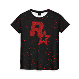 Женская футболка 3D с принтом Rockstar в Тюмени, 100% полиэфир ( синтетическое хлопкоподобное полотно) | прямой крой, круглый вырез горловины, длина до линии бедер | auto | dead | grand | gta | gta5 | rdr | red | redemption | rockstar | theft | рокстар