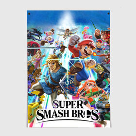 Постер с принтом Super Smash Bros. Ultimate в Тюмени, 100% бумага
 | бумага, плотность 150 мг. Матовая, но за счет высокого коэффициента гладкости имеет небольшой блеск и дает на свету блики, но в отличии от глянцевой бумаги не покрыта лаком | donkey | fighting | kong | mario | nintendo | pokemon | super | байонетта | бельмонты | донки | клауд | конг | мегамен | пикачу | пэкмэн | рихтер | рю | саймон | снейк | солид | соник | страйф | файтинг