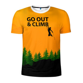 Мужская футболка 3D спортивная с принтом Альпинизм в Тюмени, 100% полиэстер с улучшенными характеристиками | приталенный силуэт, круглая горловина, широкие плечи, сужается к линии бедра | adrenaline | adventure | extreme | hiking | mountaineering | mountains | rockclimbing | rocks | адреналин | альпинизм | горы | скалолазание | скалы | туризм | экстрим