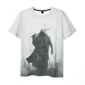 Мужская футболка 3D с принтом После боя в Тюмени, 100% полиэфир | прямой крой, круглый вырез горловины, длина до линии бедер | warrior | воин | капюшон | копья | меч | плащ | поле | пояс | рыцарь | серый