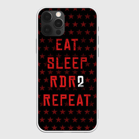 Чехол для iPhone 12 Pro с принтом Eat Sleep RDR2 Repeat в Тюмени, силикон | область печати: задняя сторона чехла, без боковых панелей | Тематика изображения на принте: dead | die | eat | flag | game | games | gta | rdr | rdr2 | red | redemption | repeat | rockstar | sleep | sun | western | вестерн | выкуп | гта | дикий | запад | игра | игры | красный | мертвый | рдр | рдр2 | рокстар | солнце