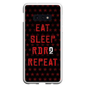 Чехол для Samsung S10E с принтом Eat Sleep RDR2 Repeat в Тюмени, Силикон | Область печати: задняя сторона чехла, без боковых панелей | dead | die | eat | flag | game | games | gta | rdr | rdr2 | red | redemption | repeat | rockstar | sleep | sun | western | вестерн | выкуп | гта | дикий | запад | игра | игры | красный | мертвый | рдр | рдр2 | рокстар | солнце