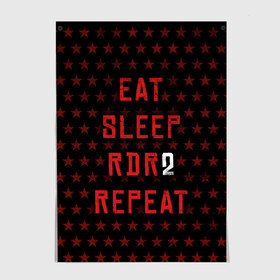 Постер с принтом Eat Sleep RDR2 Repeat в Тюмени, 100% бумага
 | бумага, плотность 150 мг. Матовая, но за счет высокого коэффициента гладкости имеет небольшой блеск и дает на свету блики, но в отличии от глянцевой бумаги не покрыта лаком | Тематика изображения на принте: dead | die | eat | flag | game | games | gta | rdr | rdr2 | red | redemption | repeat | rockstar | sleep | sun | western | вестерн | выкуп | гта | дикий | запад | игра | игры | красный | мертвый | рдр | рдр2 | рокстар | солнце