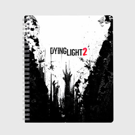 Тетрадь с принтом Dying Light 2 в Тюмени, 100% бумага | 48 листов, плотность листов — 60 г/м2, плотность картонной обложки — 250 г/м2. Листы скреплены сбоку удобной пружинной спиралью. Уголки страниц и обложки скругленные. Цвет линий — светло-серый
 | action | axe | dying | horror | light | open | rpg | survival | techland | world | zombie | zombies | выживание | даин | дайинг | зомби | игра | игры | лайт | мир | открытый | про | топор | топорик | ужасы | хоррор | экшн