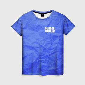 Женская футболка 3D с принтом Dunder Mifflin Paper Company в Тюмени, 100% полиэфир ( синтетическое хлопкоподобное полотно) | прямой крой, круглый вырез горловины, длина до линии бедер | Тематика изображения на принте: 