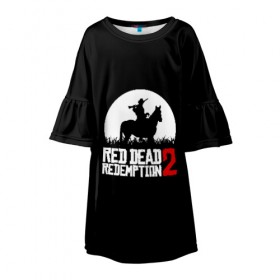 Детское платье 3D с принтом RED DEAD REDEMPTION в Тюмени, 100% полиэстер | прямой силуэт, чуть расширенный к низу. Круглая горловина, на рукавах — воланы | game | red dead | red dead redemption 2 | redemption 2 | rockstar games | бандиты | дикий запад | игры | ковбои | оружие