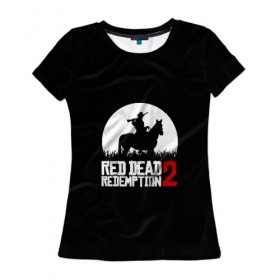 Женская футболка 3D с принтом RED DEAD REDEMPTION в Тюмени, 100% полиэфир ( синтетическое хлопкоподобное полотно) | прямой крой, круглый вырез горловины, длина до линии бедер | game | red dead | red dead redemption 2 | redemption 2 | rockstar games | бандиты | дикий запад | игры | ковбои | оружие
