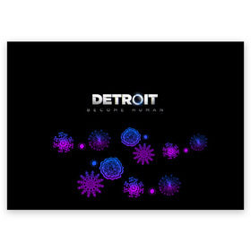 Поздравительная открытка с принтом Новогодний Detroit: Become human в Тюмени, 100% бумага | плотность бумаги 280 г/м2, матовая, на обратной стороне линовка и место для марки
 | 