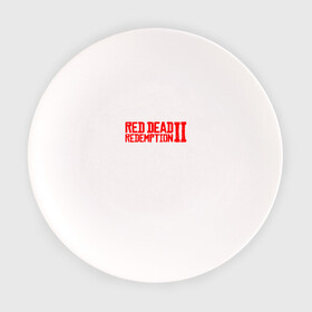 Тарелка с принтом Red Dead Redemption 2 в Тюмени, фарфор | диаметр - 210 мм
диаметр для нанесения принта - 120 мм | game | logo | rdr2 | red dead redemption 2 | rockstar studios | игры | логотип