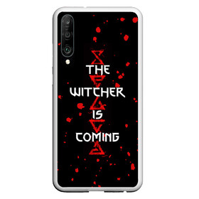 Чехол для Honor P30 с принтом The Witcher Is Coming в Тюмени, Силикон | Область печати: задняя сторона чехла, без боковых панелей | Тематика изображения на принте: blood | game | games | player | rpg | skyrim | the | witcher | ведьмак | война | войны | волк | волки | геральт | игра | игрок | игры | кровь | лого | меч | полосы | рпг | символ | символы | скайрим | три | четыре | щит