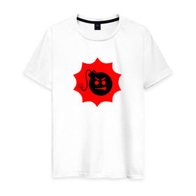 Мужская футболка хлопок с принтом Serious Sam в Тюмени, 100% хлопок | прямой крой, круглый вырез горловины, длина до линии бедер, слегка спущенное плечо. | games | pc | sam | skin. game | бомба | бомбочка | взрыв | взрывчатка | видеоигра | видеоигры | главный герой | знаменитая футболка | значок | игра | логотип | персонаж | символ | сириус | скин | стрелялка
