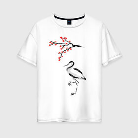 Женская футболка хлопок Oversize с принтом Японский стиль в Тюмени, 100% хлопок | свободный крой, круглый ворот, спущенный рукав, длина до линии бедер
 | азия | восток | путешествия | сакура | япония