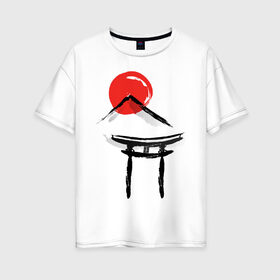 Женская футболка хлопок Oversize с принтом Японский стиль в Тюмени, 100% хлопок | свободный крой, круглый ворот, спущенный рукав, длина до линии бедер
 | азия | восток | путешествия | сакура | япония