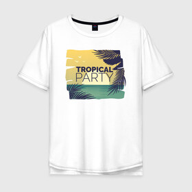 Мужская футболка хлопок Oversize с принтом Тропическое лето в Тюмени, 100% хлопок | свободный крой, круглый ворот, “спинка” длиннее передней части | лето | море | отдых | пальма | песок | пляж | путешествия | солнце