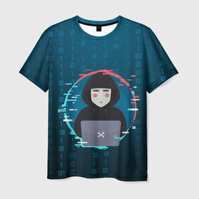 Мужская футболка 3D с принтом Anonymous hacker в Тюмени, 100% полиэфир | прямой крой, круглый вырез горловины, длина до линии бедер | anonymous | hacker | it | аноним | взлом | компьютер | ноутбук | программист | хакер