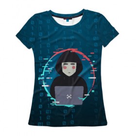 Женская футболка 3D с принтом Anonymous hacker в Тюмени, 100% полиэфир ( синтетическое хлопкоподобное полотно) | прямой крой, круглый вырез горловины, длина до линии бедер | anonymous | hacker | it | аноним | взлом | компьютер | ноутбук | программист | хакер
