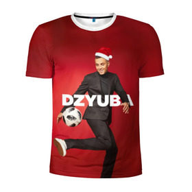 Мужская футболка 3D спортивная с принтом Новогодний Дзюба в Тюмени, 100% полиэстер с улучшенными характеристиками | приталенный силуэт, круглая горловина, широкие плечи, сужается к линии бедра | new yaer | артем дзюба | дзюба | зима футбол | новый год | новый год футбол | футбол | футбол новый год