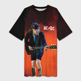 Платье-футболка 3D с принтом AC DC в Тюмени,  |  | ac d.c. | ac dc | acdc | angus | back | bad | black | chrome | guitar | hard | hell | highway | mucis | red | rock | smoke | young | ангус | гитара | группа | диси | дым | красный | музыка | рок | тяжелый | эйси | эйсидиси | янг