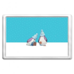 Магнит 45*70 с принтом Милые пингвинчики в Тюмени, Пластик | Размер: 78*52 мм; Размер печати: 70*45 | christmas | new | pinguin | snow | snowflakes | winter | xmas | year | год | зима | новый | пингвин | рождество | снег | снежинки