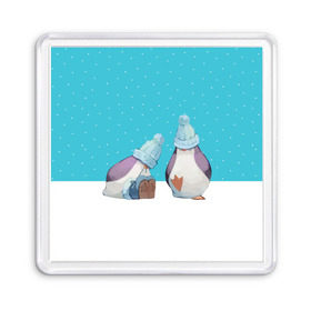 Магнит 55*55 с принтом Милые пингвинчики в Тюмени, Пластик | Размер: 65*65 мм; Размер печати: 55*55 мм | christmas | new | pinguin | snow | snowflakes | winter | xmas | year | год | зима | новый | пингвин | рождество | снег | снежинки