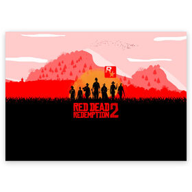 Поздравительная открытка с принтом RED DEAD REDEMPTION 2 в Тюмени, 100% бумага | плотность бумаги 280 г/м2, матовая, на обратной стороне линовка и место для марки
 | game | red dead | red dead redemption 2 | redemption 2 | rockstar games | бандиты | дикий запад | игры | ковбои | оружие