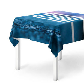 Скатерть 3D с принтом PUBG light blue в Тюмени, 100% полиэстер (ткань не мнется и не растягивается) | Размер: 150*150 см | pubg | игра | лого | пубг | светлый | стрелялка | шутер