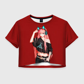 Женская футболка Cropp-top с принтом Anime let`s play в Тюмени, 100% полиэстер | круглая горловина, длина футболки до линии талии, рукава с отворотами | zero | аниме | зеро | милый во франкcе | тян