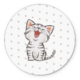 Коврик круглый с принтом Милейший Котик в Тюмени, резина и полиэстер | круглая форма, изображение наносится на всю лицевую часть | cat | cats | cute | kitten | kitty | pussy | smile | звезды | кот | котенок | котик | котики | коты | котята | кошечка | кошечки | кошка | кошки | милая | милота | милый | полосатый | смеется | улыбается | улыбака | улыбка