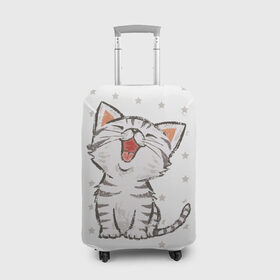 Чехол для чемодана 3D с принтом Милейший Котик в Тюмени, 86% полиэфир, 14% спандекс | двустороннее нанесение принта, прорези для ручек и колес | cat | cats | cute | kitten | kitty | pussy | smile | звезды | кот | котенок | котик | котики | коты | котята | кошечка | кошечки | кошка | кошки | милая | милота | милый | полосатый | смеется | улыбается | улыбака | улыбка