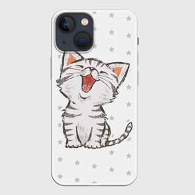 Чехол для iPhone 13 mini с принтом Милейший Котик в Тюмени,  |  | cat | cats | cute | kitten | kitty | pussy | smile | звезды | кот | котенок | котик | котики | коты | котята | кошечка | кошечки | кошка | кошки | милая | милота | милый | полосатый | смеется | улыбается | улыбака | улыбка