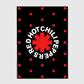 Постер с принтом Red Hot Chili Peppers в Тюмени, 100% бумага
 | бумага, плотность 150 мг. Матовая, но за счет высокого коэффициента гладкости имеет небольшой блеск и дает на свету блики, но в отличии от глянцевой бумаги не покрыта лаком | chili | cross | hot | logo | music | peppers | red | red hot chili peppers | rhcp | rock | star | symbol | звезда | звездочка | красная | красный | крест | логотип | музыка | перцы | рок | символ | цветок | цветочек | чили