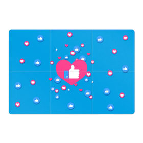 Магнитный плакат 3Х2 с принтом Лайки и сердечки в Тюмени, Полимерный материал с магнитным слоем | 6 деталей размером 9*9 см | Тематика изображения на принте: facebook | like | love | абстракция | лайки | сердечки | фейсбук