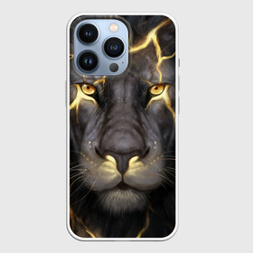 Чехол для iPhone 13 Pro с принтом Лев с молнией в Тюмени,  |  | глаза | гроза | зверь | король | кот | кошка | прайд | царь | шрам