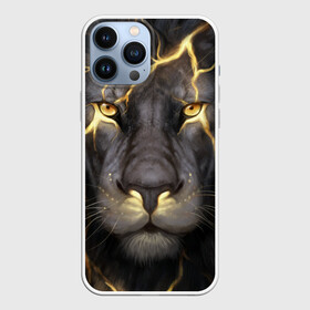 Чехол для iPhone 13 Pro Max с принтом Лев с молнией в Тюмени,  |  | глаза | гроза | зверь | король | кот | кошка | прайд | царь | шрам
