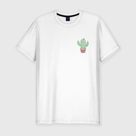 Мужская футболка премиум с принтом Fucktus-2 в Тюмени, 92% хлопок, 8% лайкра | приталенный силуэт, круглый вырез ворота, длина до линии бедра, короткий рукав | Тематика изображения на принте: cactus | you | аргументы | иголки | кактус | карман | колючий | растение