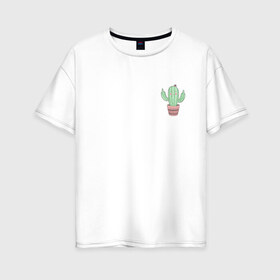 Женская футболка хлопок Oversize с принтом Fucktus-2 в Тюмени, 100% хлопок | свободный крой, круглый ворот, спущенный рукав, длина до линии бедер
 | cactus | you | аргументы | иголки | кактус | карман | колючий | растение