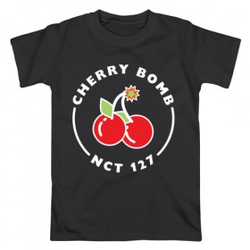 Мужская футболка хлопок с принтом Cherry Bomb в Тюмени, 100% хлопок | прямой крой, круглый вырез горловины, длина до линии бедер, слегка спущенное плечо. | 127 | bomb | cherry | k pop | korea | kpop | nct | pop | бомб | бомба | вишневая | корейцы | корея | нст | черри