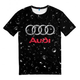 Мужская футболка 3D с принтом AUDI под Дождём в Тюмени, 100% полиэфир | прямой крой, круглый вырез горловины, длина до линии бедер | audi | auto | logo | moto | symbol | авто | автомобили | автомобилисту | автомобильная | ауди | гонки | дождь | знак | капли | лого | логотип | марка | машина | машинки | машины | мото | мотоцикл | символ | тюнинг