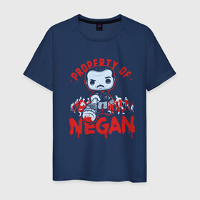 Мужская футболка хлопок с принтом Property of Negan в Тюмени, 100% хлопок | прямой крой, круглый вырез горловины, длина до линии бедер, слегка спущенное плечо. | 