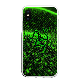 Чехол для iPhone XS Max матовый с принтом RAZER в Тюмени, Силикон | Область печати: задняя сторона чехла, без боковых панелей | 101 | brand | company | gamer | green | logo | mamba | naga | player | razer | rzr | snake | бренд | железо | зеленый | змея | компания | лого | рейзер | софт