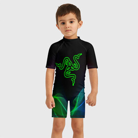 Детский купальный костюм 3D с принтом  SDC в Тюмени, Полиэстер 85%, Спандекс 15% | застежка на молнии на спине | 101 | brand | company | gamer | green | logo | mamba | naga | player | razer | rzr | snake | бренд | железо | зеленый | змея | компания | лого | рейзер | софт