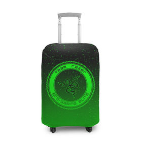 Чехол для чемодана 3D с принтом RAZER SPACE в Тюмени, 86% полиэфир, 14% спандекс | двустороннее нанесение принта, прорези для ручек и колес | 101 | brand | company | gamer | green | logo | mamba | naga | player | razer | rzr | snake | space | бренд | железо | зеленый | змея | компания | космос | лого | рейзер | софт