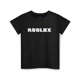 Детская футболка хлопок с принтом Roblox Logo в Тюмени, 100% хлопок | круглый вырез горловины, полуприлегающий силуэт, длина до линии бедер | logo | roblox | лого | логотип | надпись | роблокс