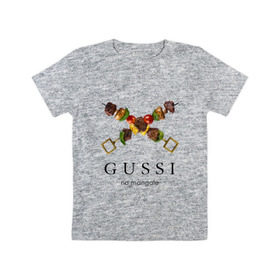 Детская футболка хлопок с принтом Gussi na mangale в Тюмени, 100% хлопок | круглый вырез горловины, полуприлегающий силуэт, длина до линии бедер | антибренд | гуси на мангале | стиль | юмор