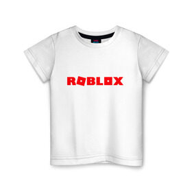 Детская футболка хлопок с принтом Roblox Logo в Тюмени, 100% хлопок | круглый вырез горловины, полуприлегающий силуэт, длина до линии бедер | Тематика изображения на принте: logo | roblox | лого | логотип | надпись | роблокс