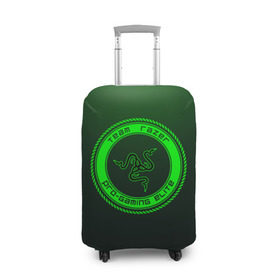 Чехол для чемодана 3D с принтом RAZER в Тюмени, 86% полиэфир, 14% спандекс | двустороннее нанесение принта, прорези для ручек и колес | 101 | brand | company | gamer | green | logo | mamba | naga | player | razer | rzr | snake | бренд | железо | зеленый | змея | компания | лого | рейзер | софт
