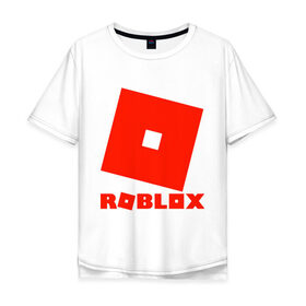 Мужская футболка хлопок Oversize с принтом Roblox Logo в Тюмени, 100% хлопок | свободный крой, круглый ворот, “спинка” длиннее передней части | Тематика изображения на принте: logo | roblox | лого | логотип | надпись | роблокс