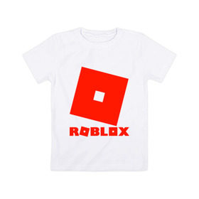 Детская футболка хлопок с принтом Roblox Logo в Тюмени, 100% хлопок | круглый вырез горловины, полуприлегающий силуэт, длина до линии бедер | logo | roblox | лого | логотип | надпись | роблокс