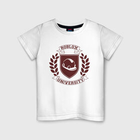 Детская футболка хлопок с принтом Roblox University в Тюмени, 100% хлопок | круглый вырез горловины, полуприлегающий силуэт, длина до линии бедер | 