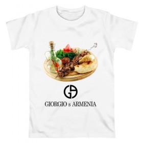 Мужская футболка хлопок с принтом Giorgio s Armenia в Тюмени, 100% хлопок | прямой крой, круглый вырез горловины, длина до линии бедер, слегка спущенное плечо. | антибренд | гиоргий с армении | стиль | тренд